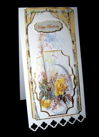 Yellow Rose Dl Card with Shaped Stackers for Depth by Dianne Jackson