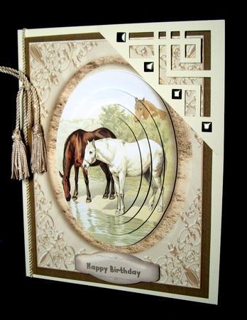 Lovely Horses in a Oval Frame . by Dianne Jackson