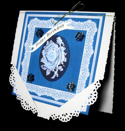 7 in Cameo Rose Oval Pyramid Topper in Blue by Dianne Jackson