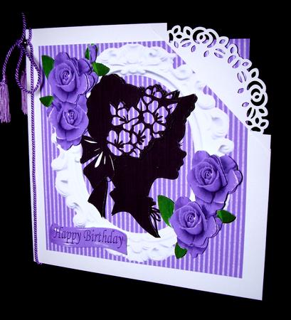 Pretty Silhouette Lady with Purple Roses 8x8 Mini Kit by Dianne Jackson
