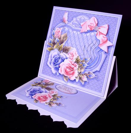 Pink & Blue Roses Matching 6in x 6in Insert by Dianne Jackson