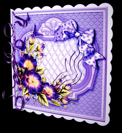 Purple Flowers & Butterflies 6in x 6in Panel Pyramage by Dianne Jackson