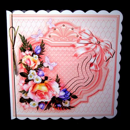 Peach Roses Lilac Flowers & Butterflies 6x6 Panel Pyramage by Dianne Jackson
