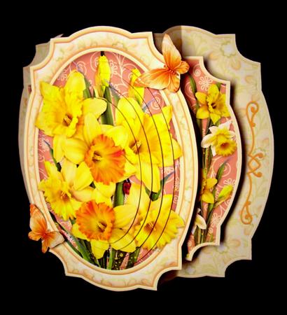 Daffodils Double Pop Out Card Kit with Pyramage by Dianne Jackson