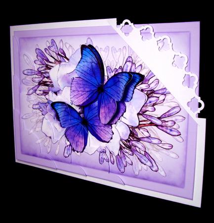 A5 Butterflies N Flowers Scallop Corner Side Stacker by Dianne Jackson