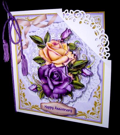Lovely Roses on Frilled Lace  by Dianne Jackson
