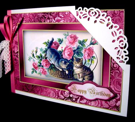Cats & Roses Fancy Quick Card by Dianne Jackson