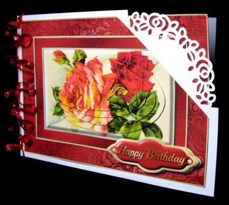 Red Vintage Roses Fancy Quick Card by Dianne Jackson