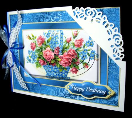 Basket of Pink Roses Fancy Quick Card by Dianne Jackson