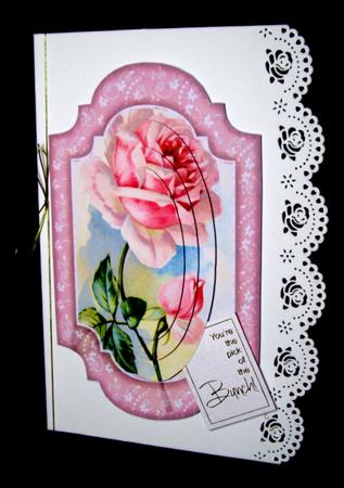 Lovely Pink Roses in a Ornate Frame , Pyramid ) by Dianne Jackson