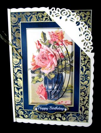 Vase of Pink Roses Fancy Quick Card by Dianne Jackson