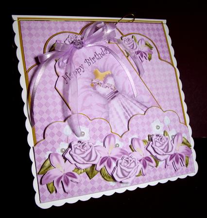 Lilac Check Happy Birthday Scallop Fashion Tag Cf Mini Kit by Dianne Jackson