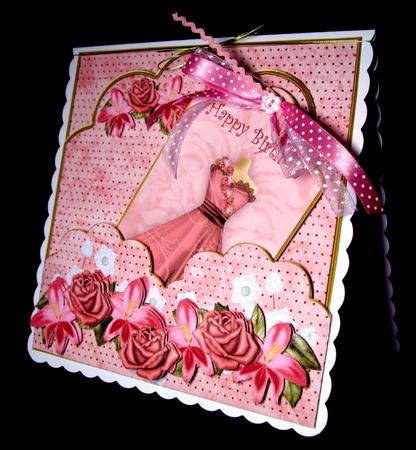 Pink Birdy Happy Birthday Scallop Fashion Tag Cf Mini Kit by Dianne Jackson