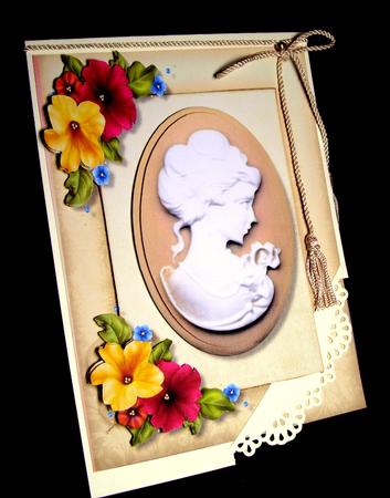 Beautiful Cameo in Cream Frame with Petunias  by Dianne Jackson