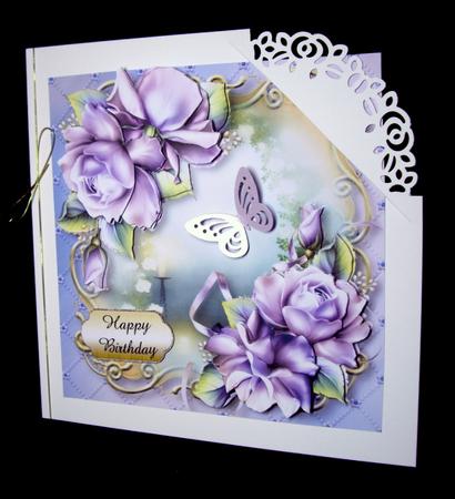 Purple Porcelain Roses Golden Scene - Square by Dianne Jackson