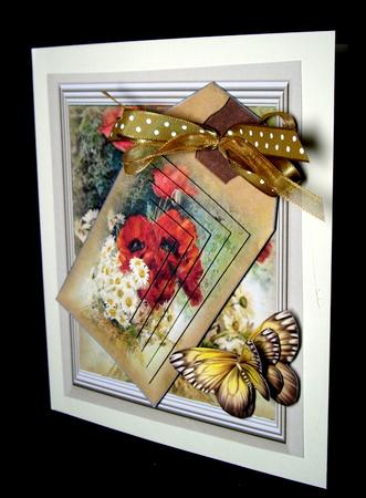 Vintage Red Poppies and Daisies in Frame A4 by Dianne Jackson