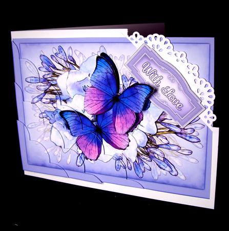 A5 Butterflies N Flowers Scallop Corner Side Stacker by Dianne Jackson