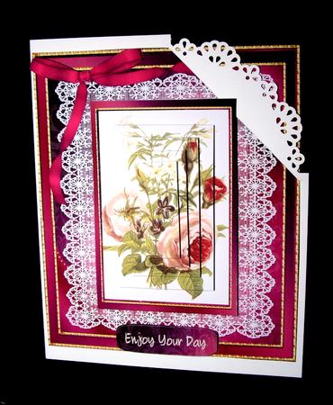 Lovely Moss Rose and Violets ( Pyramid) by Dianne Jackson