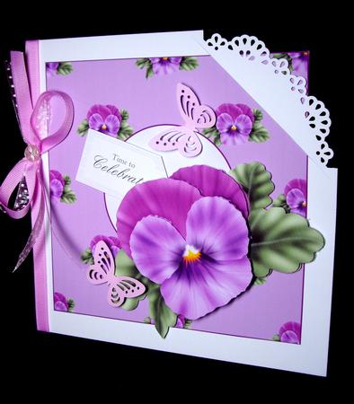 Purple Pansy Topper 8x8 by Dianne Jackson