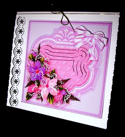 Pink and Lilac Paper Flowers 6in x 6in Panel Pyramage by Dianne Jackson