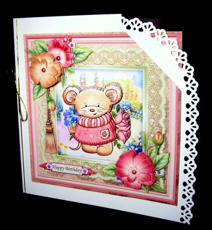 Maurice Mouse in the Garden 8x8 Mini Kit with Decoupage by Dianne Jackson