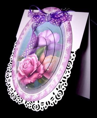 Soft Belle Roses & Pearls Oval Pyramid Topper by Dianne Jackson