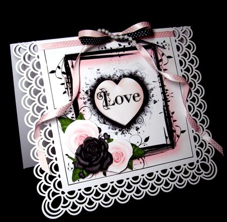 Pink and Black Roses and Heart by Dianne Jackson