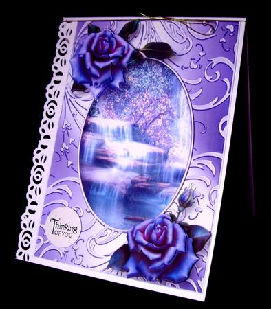 Beautiful Purple Roses at the Waterfall by Dianne Jackson