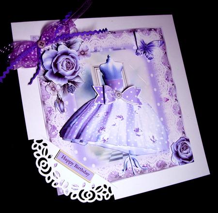 Lilac Dress with Paper Bow Card Front by Dianne Jackson