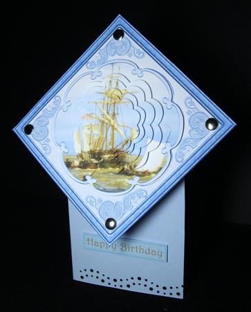 River and Boat Scene Card with Petal Stackers by Dianne Jackson