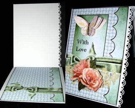 Insert Vintage Roses, Satin Bow and Butterfly by Dianne Jackson
