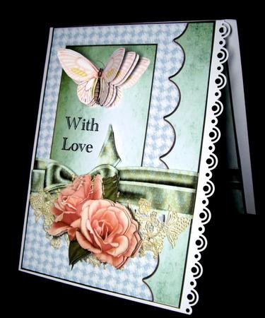 Vintage Roses Satin Bow & Butterfly by Dianne Jackson