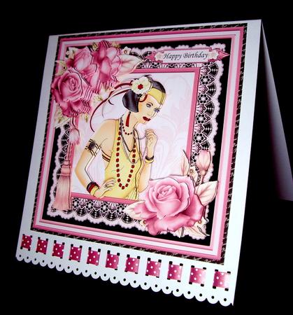 Art Deco Lady in Pink & Gold 8x8 Mini Kit & Decoupage by Dianne Jackson