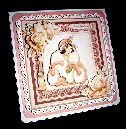 Art Deco Lady in Mink 8x8 Mini Kit & Decoupage by Dianne Jackson
