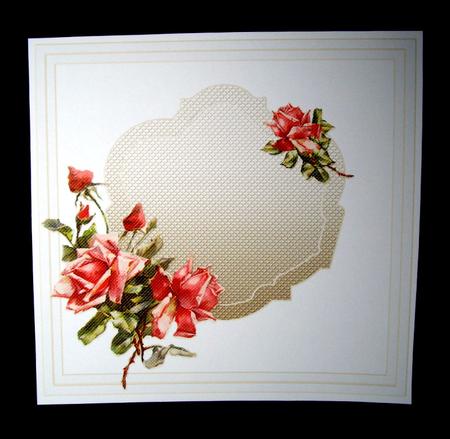 Deep Pink Roses Tapestry Pocket Card Matching 8in x 8in Inse by Dianne Jackson