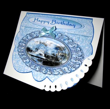 Boating Scene - Scalloped Oval Ironwork Pyramid by Dianne Jackson