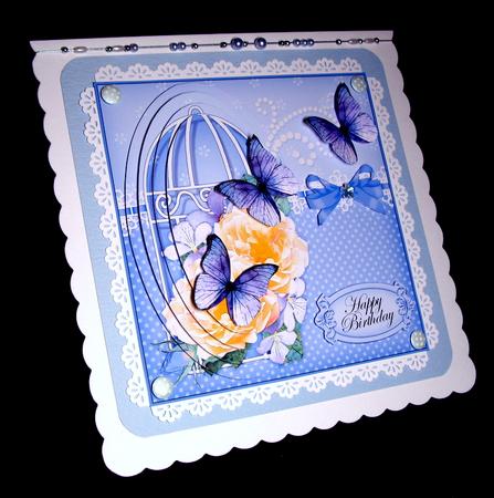 3D Rose Bouquet & Butterflies Birdcage Pyramid Card Kit by Dianne Jackson