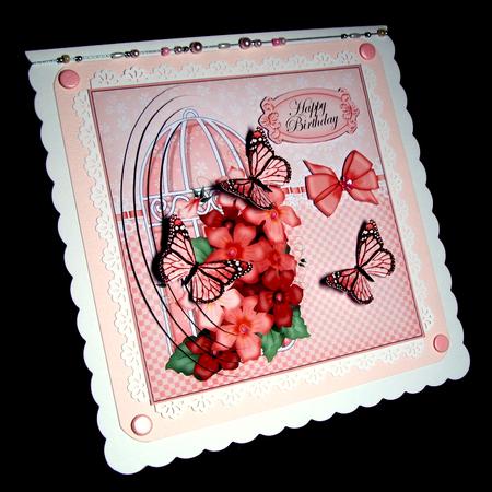 3D Pretty Violas & Butterflies Birdcage Pyramid Card Kit by Dianne Jackson