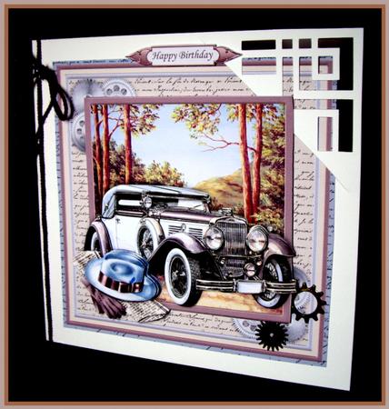 Classic Car Silver & Maroon 8x8 Mini Kit & Decoupage by Dianne Jackson