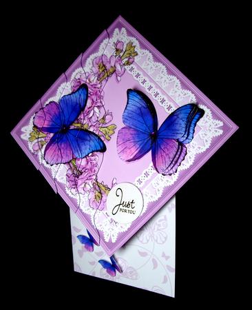 Butterflies and Flowers on Lace Wavy Corner Side Stacker by Dianne Jackson