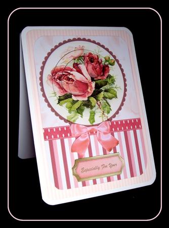 Pink and Red Roses in a Round Frame , Pyranid by Dianne Jackson