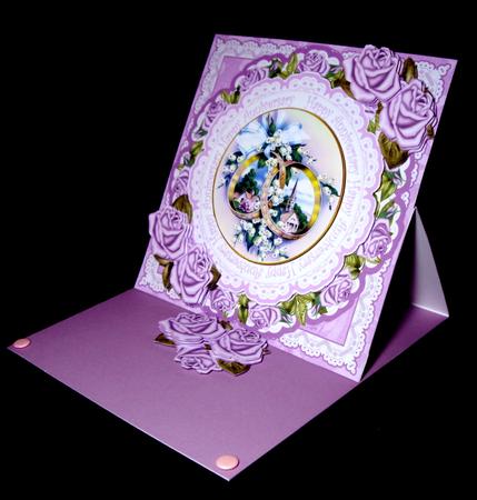 Lilac Rings Happy Anniversary 7in Doily Decoupage Topper by Dianne Jackson