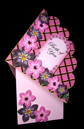 Black Pink Fmk Both of U 7in Scallop Corner Decoupage Topper by Dianne Jackson