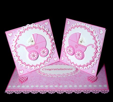 Baby Girl Twin Girls Double Twist Easel Card Kit by Dianne Jackson