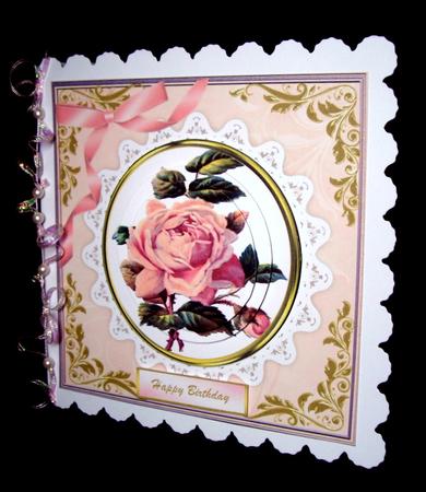 Beautiful Pink Roses on a Round Lace Mat  by Dianne Jackson