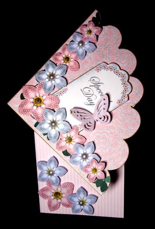 Pink Sil Fmk Special Day 7in Scallop Corner Decoupage Topper by Dianne Jackson
