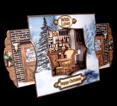 3D Room with a View - Christmas Down at the Local Pub by Dianne Jackson