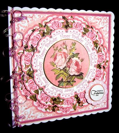 Pink Roses Happy Birthday 3D Picture Doily C & E Kit by Dianne Jackson