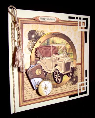 Steampunk Gold Car 8x8 Mini Kit & Decoupage for Men by Dianne Jackson