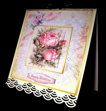 Lovely Vintage Roses on Fine Lace ( Pyramarge ) by Dianne Jackson
